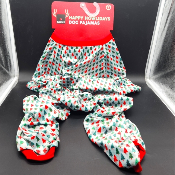 NwoT Size 7 XXXL Howlidays Green & Red Christmas TreePatterns Dog SnapUp Pajamas - Picture 1 of 10